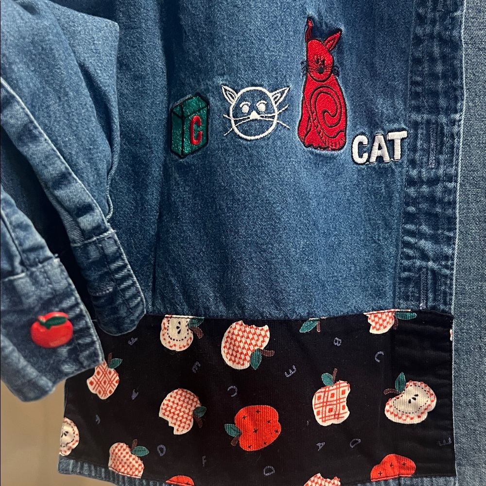 Dressbarn Vintage Blue Denim Shirt with Red and Black Accents. A, B, C’s - Picture 6 of 9